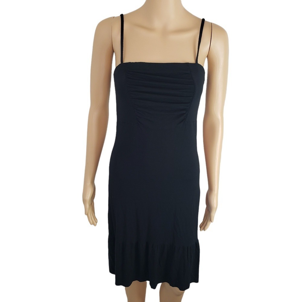 H&M Black Midi Dress Ruched Top Ruffle Bottom Midi‎ Dress 10